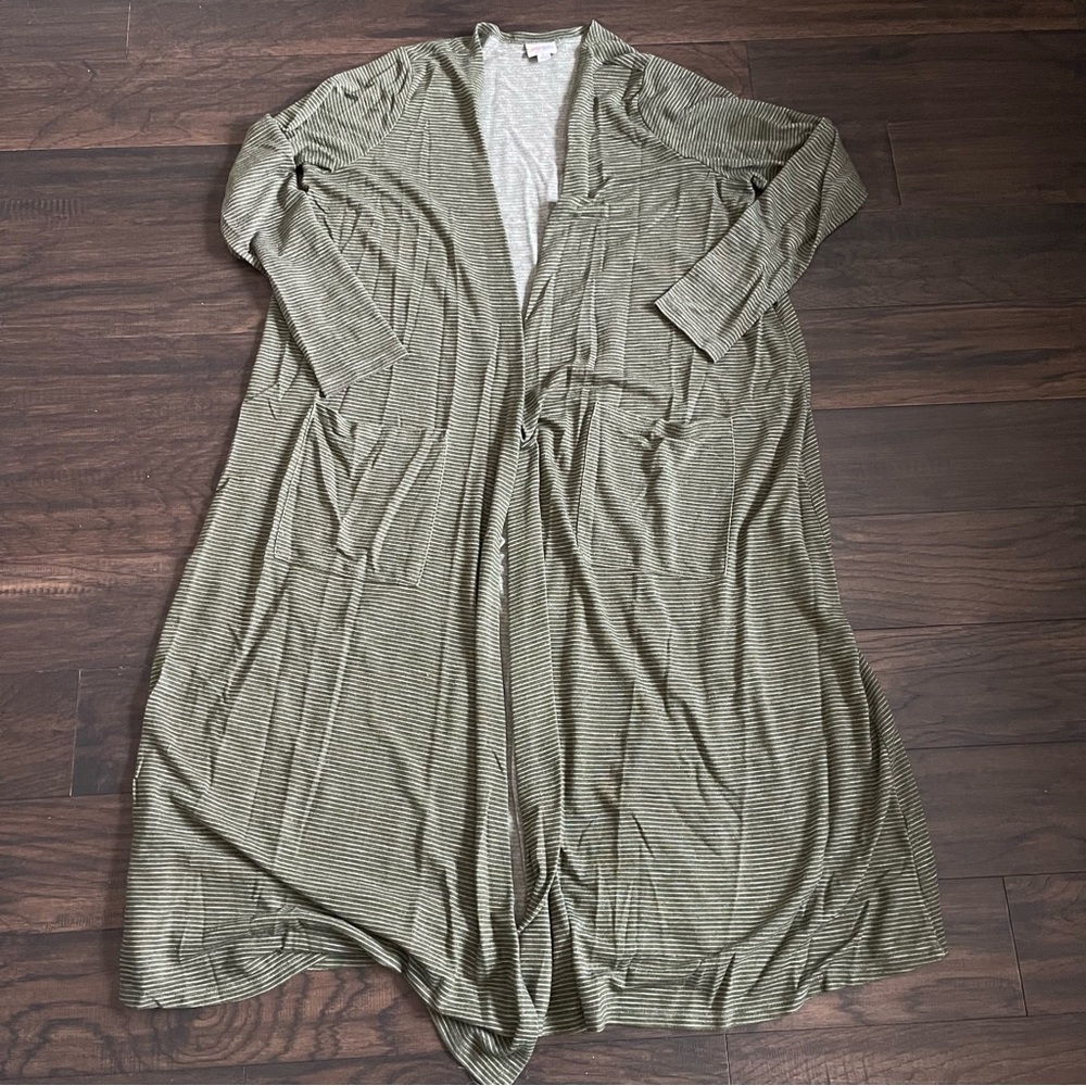 LuLaRoe 46” Long open duster cardigan size Large